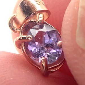 Purple Sapphire .80ct Rose Gold Finish Solid 925 Sterling Silver Pendant